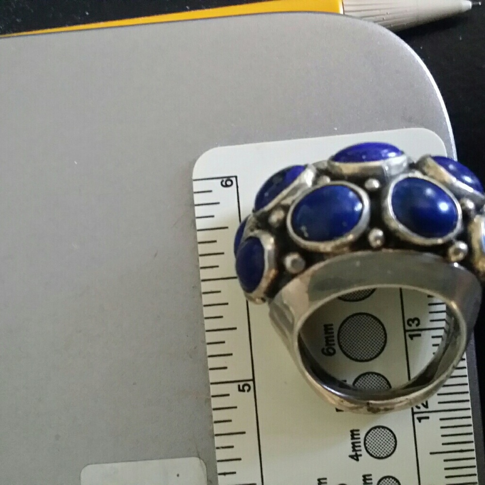 Signed Lapis Statement Ring size 8